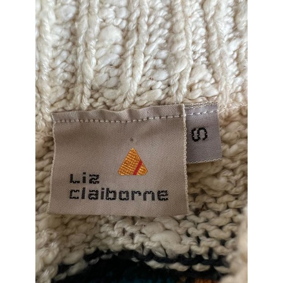 Liz Claiborne Vintage Stripe Boatneck Sweater  Sz Small Beige  Stripe - Picture 4 of 16